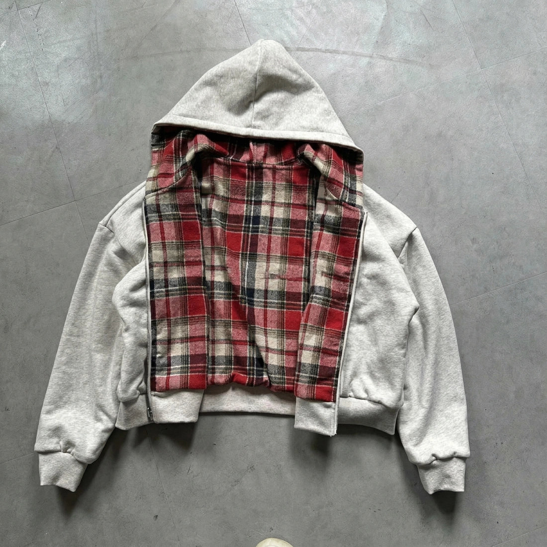 Plaid Reversible Zip-Up Hoodie
