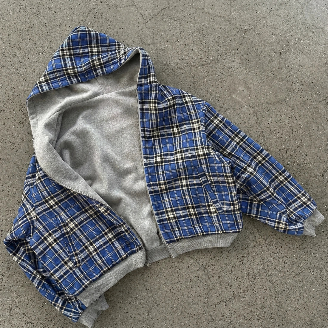 Plaid Reversible Zip-Up Hoodie