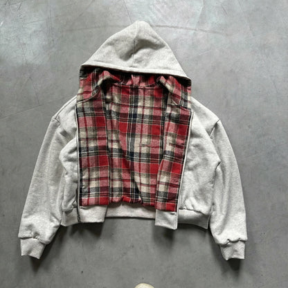 Plaid Reversible Zip-Up Hoodie