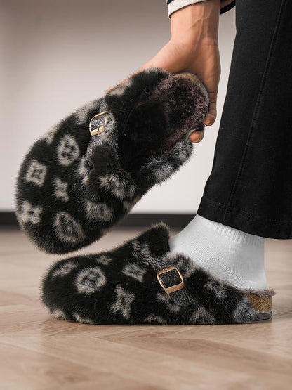 Monogram Fur Clogs