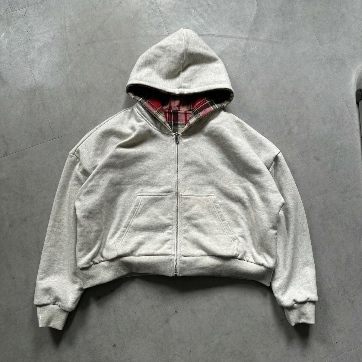 Plaid Reversible Zip-Up Hoodie