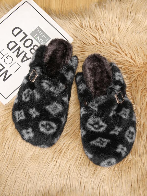 Monogram Fur Clogs